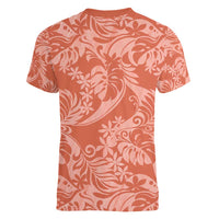 Tahiti Puatou Tiare Floral Women V-Neck T-Shirt Monstera Palm Tropical Leaves - Polynesian Pride