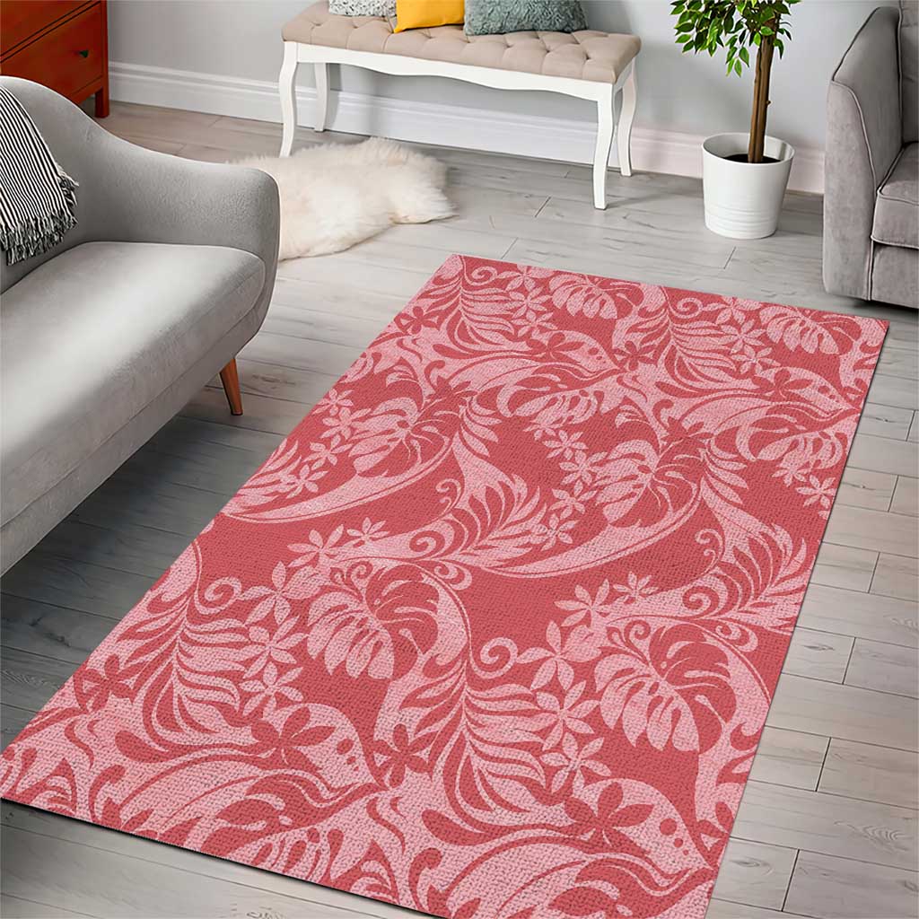 Tahiti Tarona Tiare Floral Area Rug Monstera Palm Tropical Leaves - Polynesian Pride