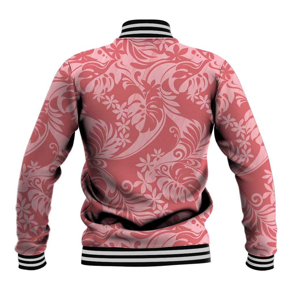 Tahiti Tarona Tiare Floral Baseball Jacket Monstera Palm Tropical Leaves - Polynesian Pride