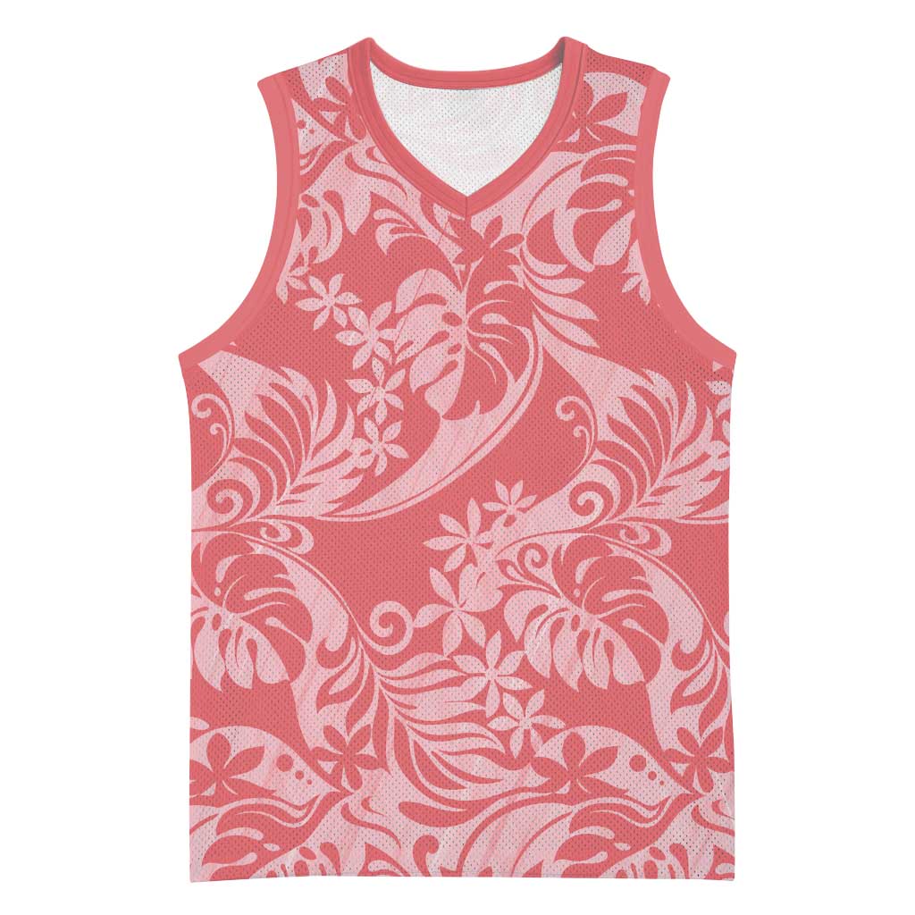 Tahiti Tarona Tiare Floral Basketball Jersey Monstera Palm Tropical Leaves - Polynesian Pride