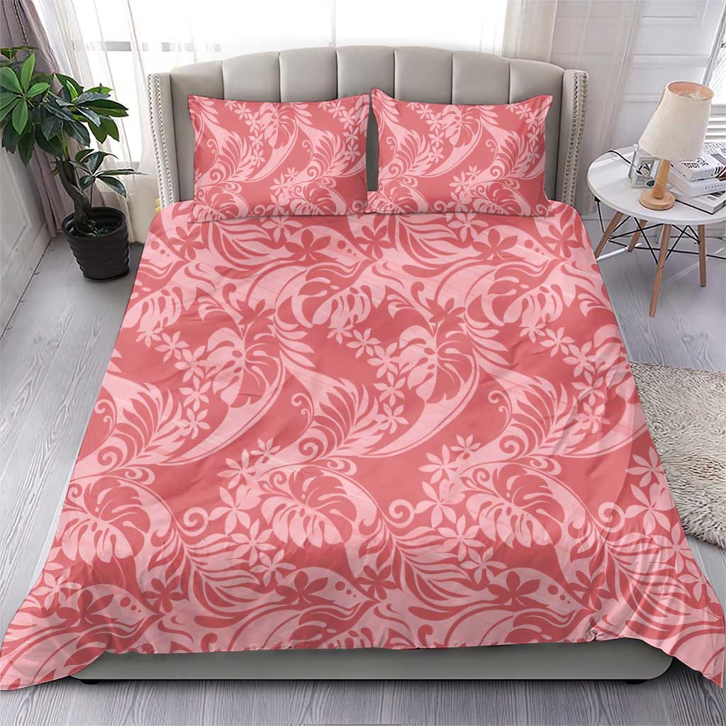 Tahiti Tarona Tiare Floral Bedding Set Monstera Palm Tropical Leaves - Polynesian Pride