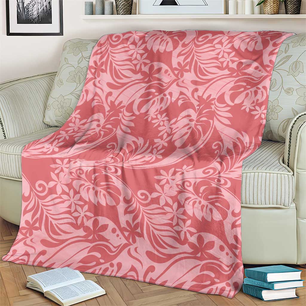 Tahiti Tarona Tiare Floral Blanket Monstera Palm Tropical Leaves - Polynesian Pride