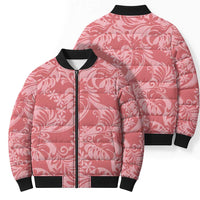Tahiti Tarona Tiare Floral Bomber Puffer Jacket Monstera Palm Tropical Leaves - Polynesian Pride