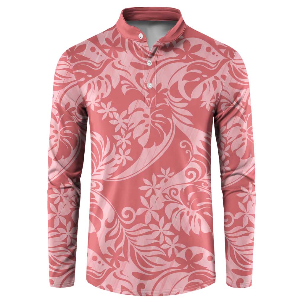Tahiti Tarona Tiare Floral Button Sweatshirt Monstera Palm Tropical Leaves - Polynesian Pride
