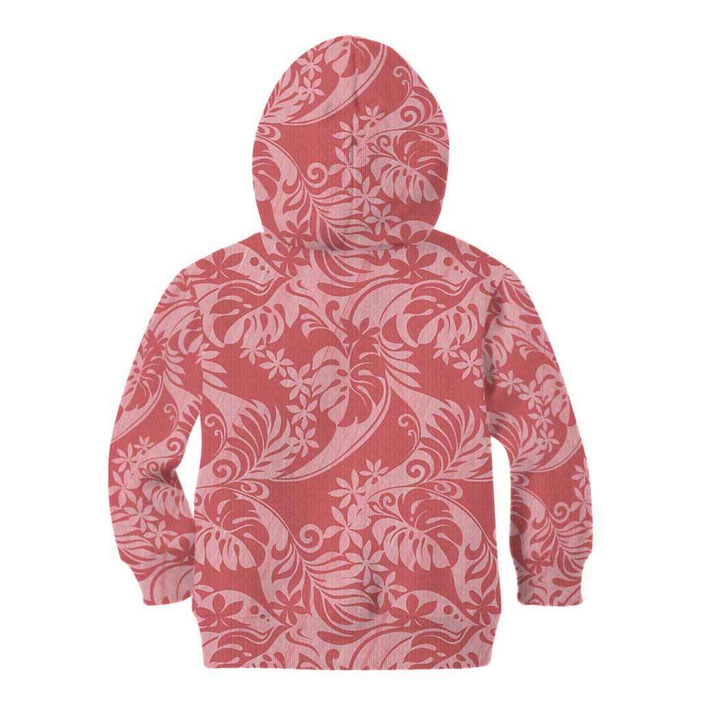 Tahiti Tarona Tiare Floral Kid Hoodie Monstera Palm Tropical Leaves - Polynesian Pride