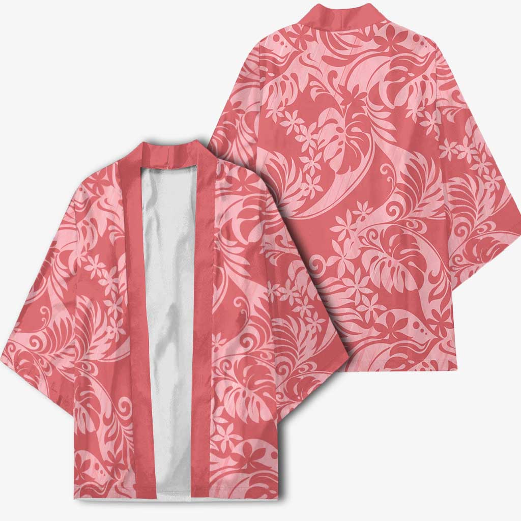 Tahiti Tarona Tiare Floral Kimono Monstera Palm Tropical Leaves - Polynesian Pride