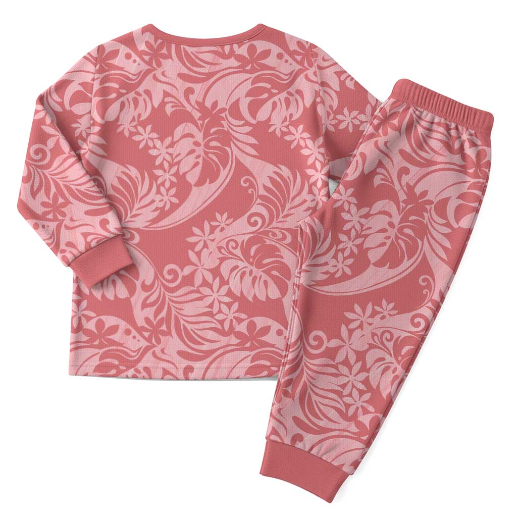Tahiti Tarona Tiare Floral Christmas Pajama Set Monstera Palm Tropical Leaves - Polynesian Pride