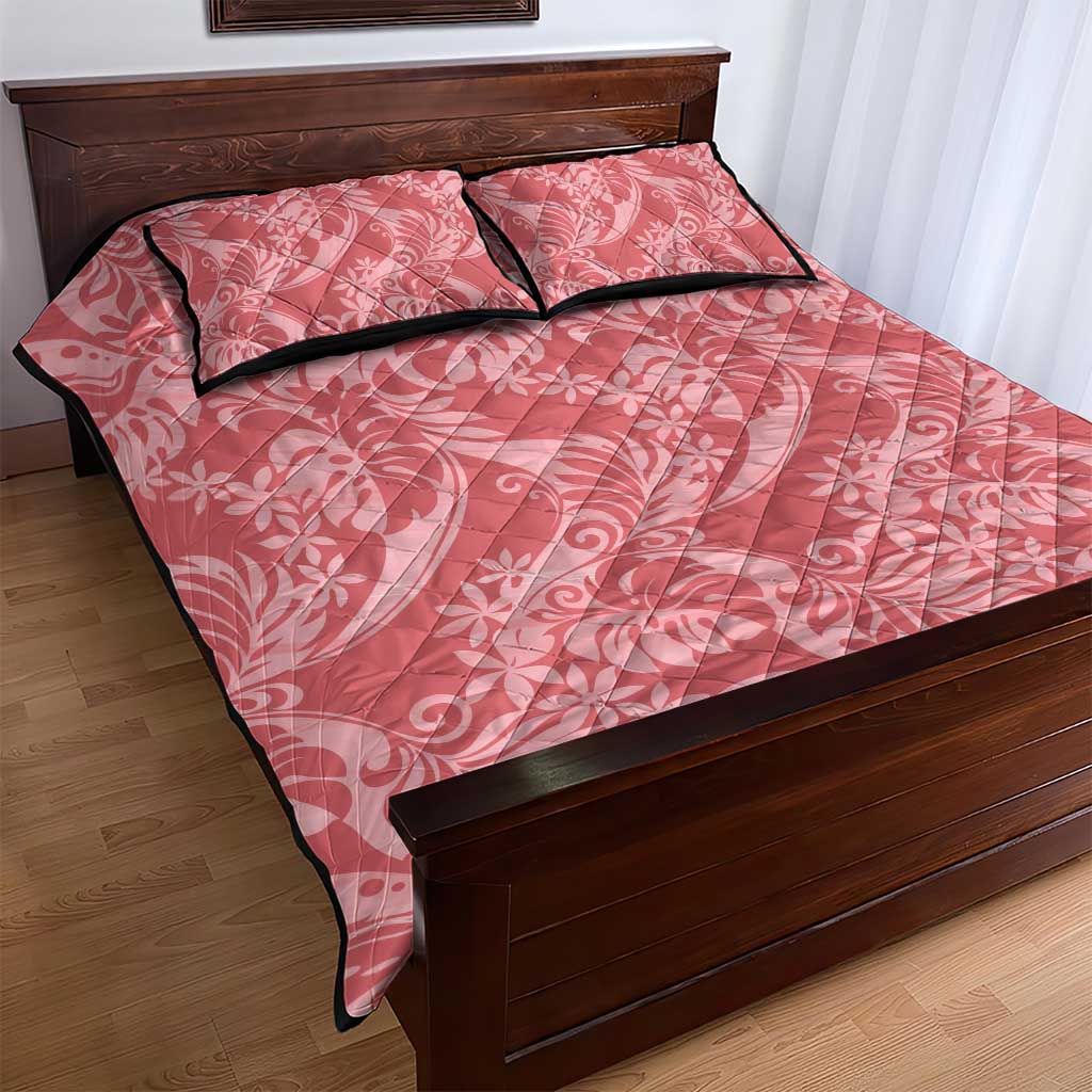 Tahiti Tarona Tiare Floral Quilt Bed Set Monstera Palm Tropical Leaves - Polynesian Pride
