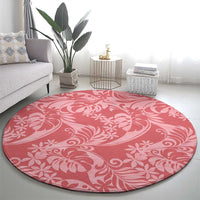 Tahiti Tarona Tiare Floral Round Carpet Monstera Palm Tropical Leaves - Polynesian Pride