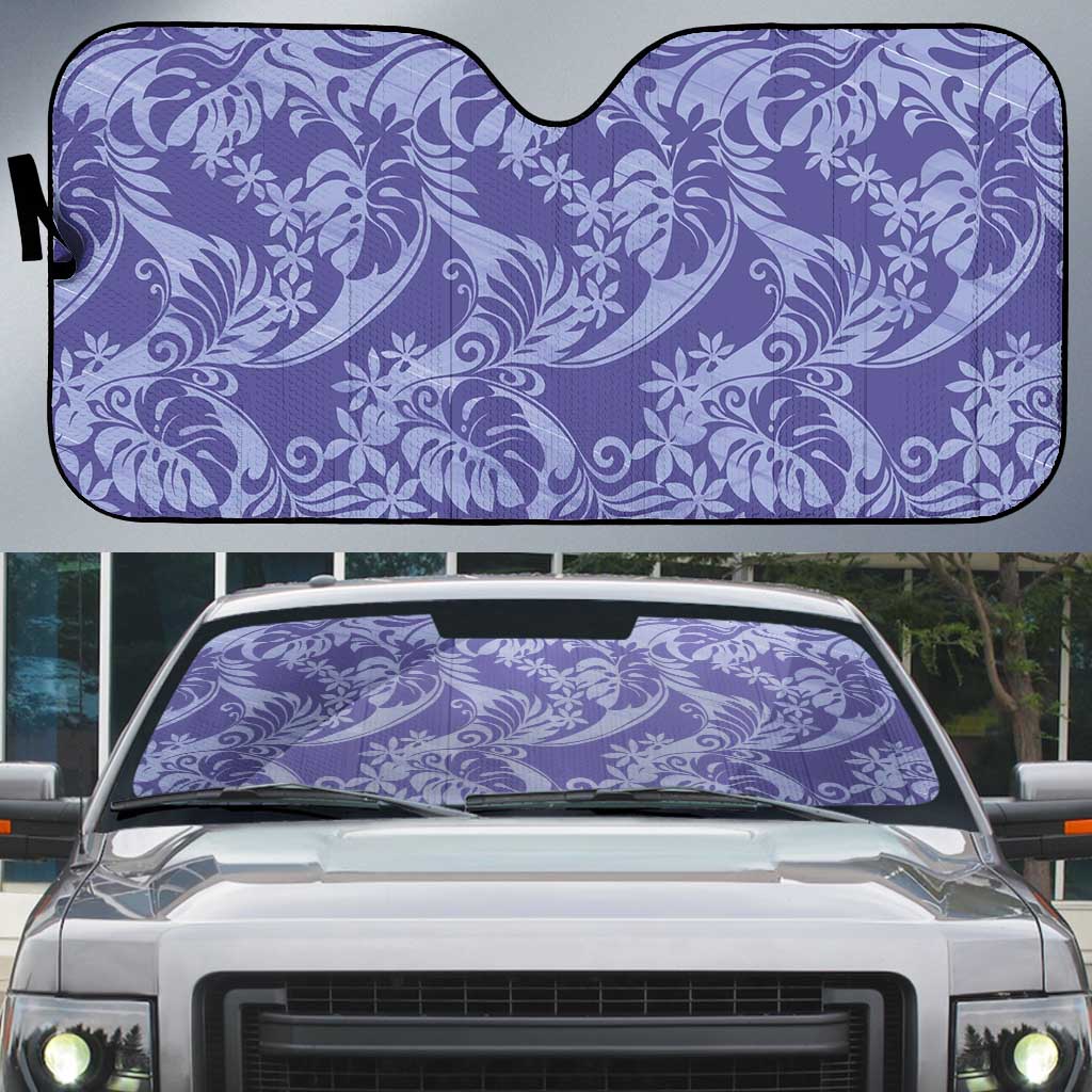 Tahiti Vareau Tiare Floral Auto Sun Shade Monstera Palm Tropical Leaves - Polynesian Pride
