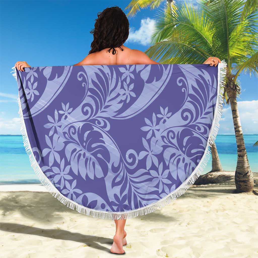Tahiti Vareau Tiare Floral Beach Blanket Monstera Palm Tropical Leaves - Polynesian Pride