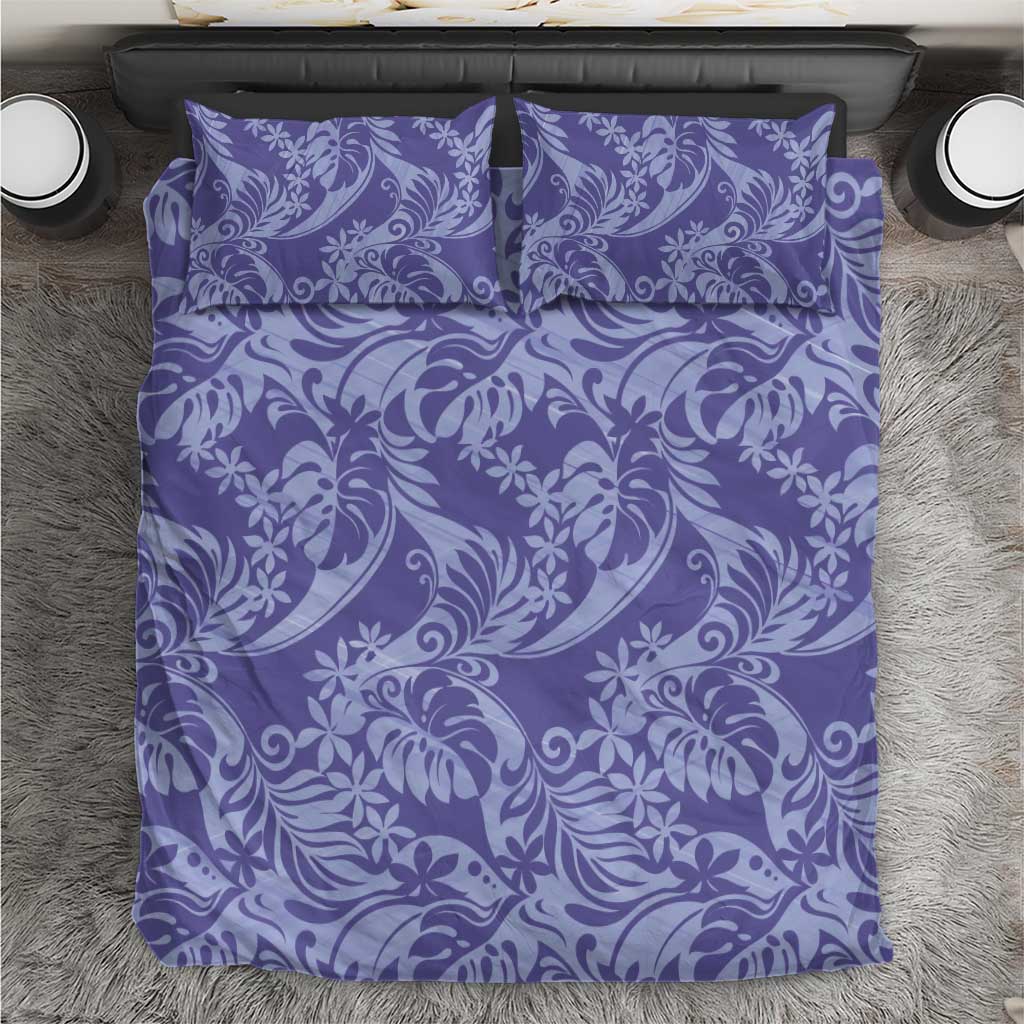 Tahiti Vareau Tiare Floral Bedding Set Monstera Palm Tropical Leaves - Polynesian Pride