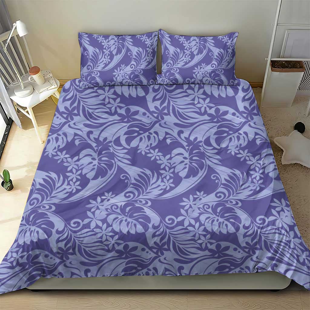 Tahiti Vareau Tiare Floral Bedding Set Monstera Palm Tropical Leaves - Polynesian Pride