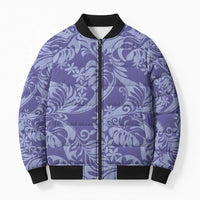 Tahiti Vareau Tiare Floral Bomber Puffer Jacket Monstera Palm Tropical Leaves - Polynesian Pride