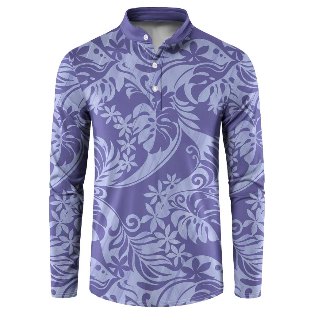 Tahiti Vareau Tiare Floral Button Sweatshirt Monstera Palm Tropical Leaves - Polynesian Pride