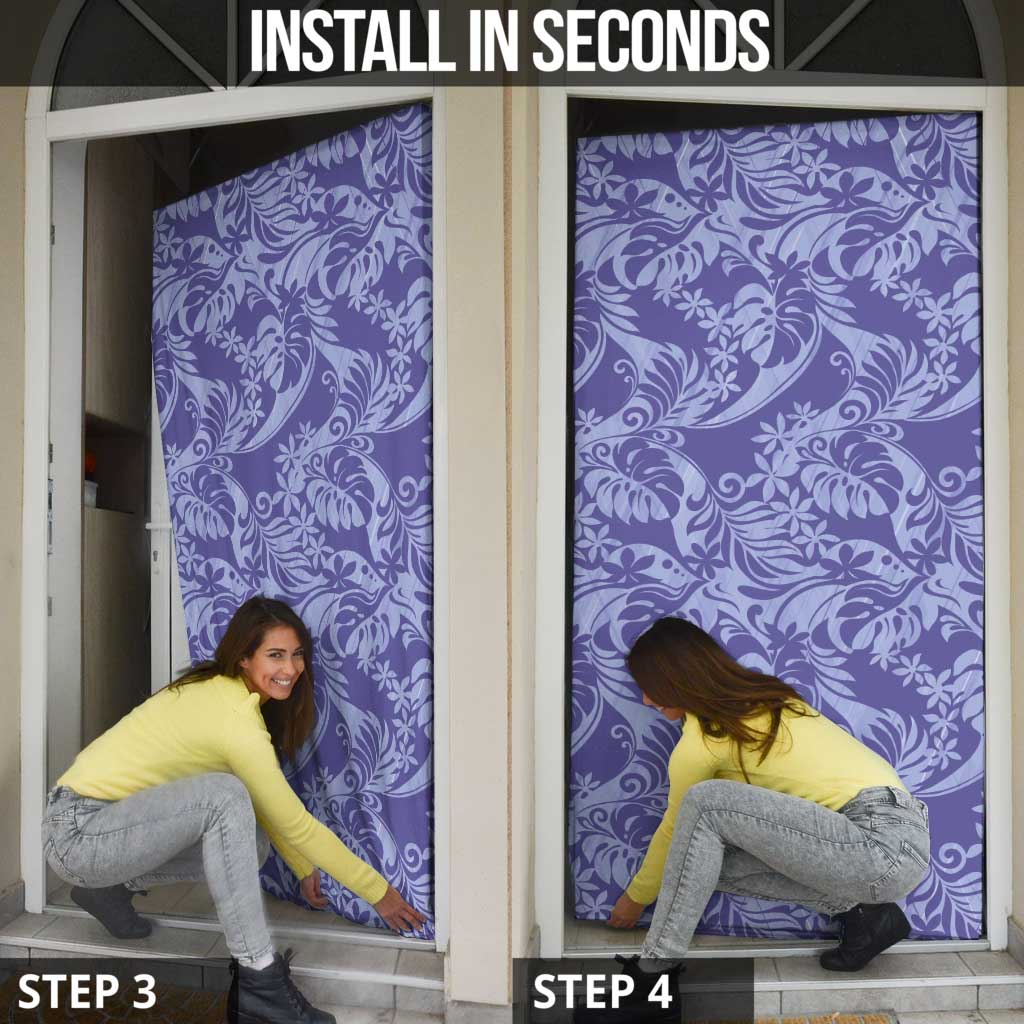 Tahiti Vareau Tiare Floral Door Cover Monstera Palm Tropical Leaves - Polynesian Pride