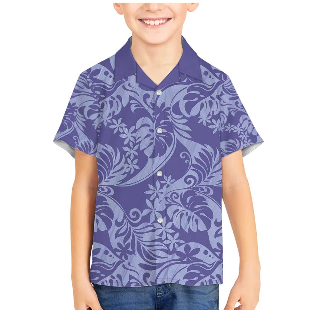 Tahiti Vareau Tiare Floral Family Matching Mermaid Dress and Hawaiian Shirt Monstera Palm Tropical Leaves - Polynesian Pride