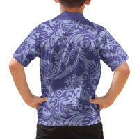 Tahiti Vareau Tiare Floral Family Matching Off The Shoulder Long Sleeve Dress and Hawaiian Shirt Monstera Palm Tropical Leaves - Polynesian Pride