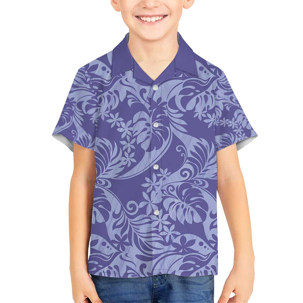 Tahiti Vareau Tiare Floral Family Matching Off Shoulder Short Dress and Hawaiian Shirt Monstera Palm Tropical Leaves - Polynesian Pride