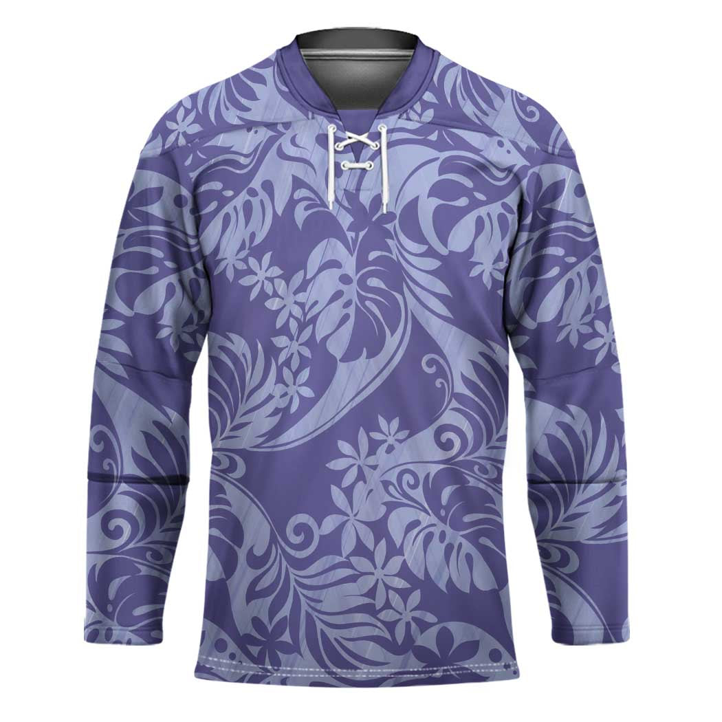 Tahiti Vareau Tiare Floral Hockey Jersey Monstera Palm Tropical Leaves - Polynesian Pride