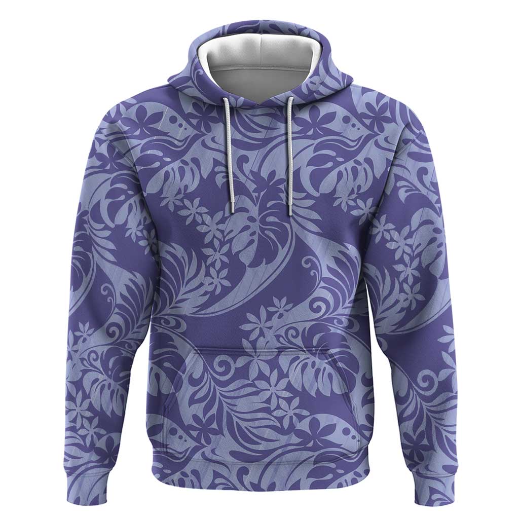 Tahiti Vareau Tiare Floral Hoodie Monstera Palm Tropical Leaves - Polynesian Pride