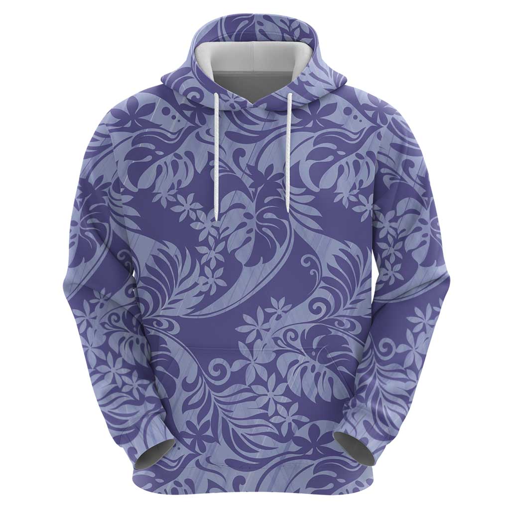 Tahiti Vareau Tiare Floral Hoodie Monstera Palm Tropical Leaves - Polynesian Pride