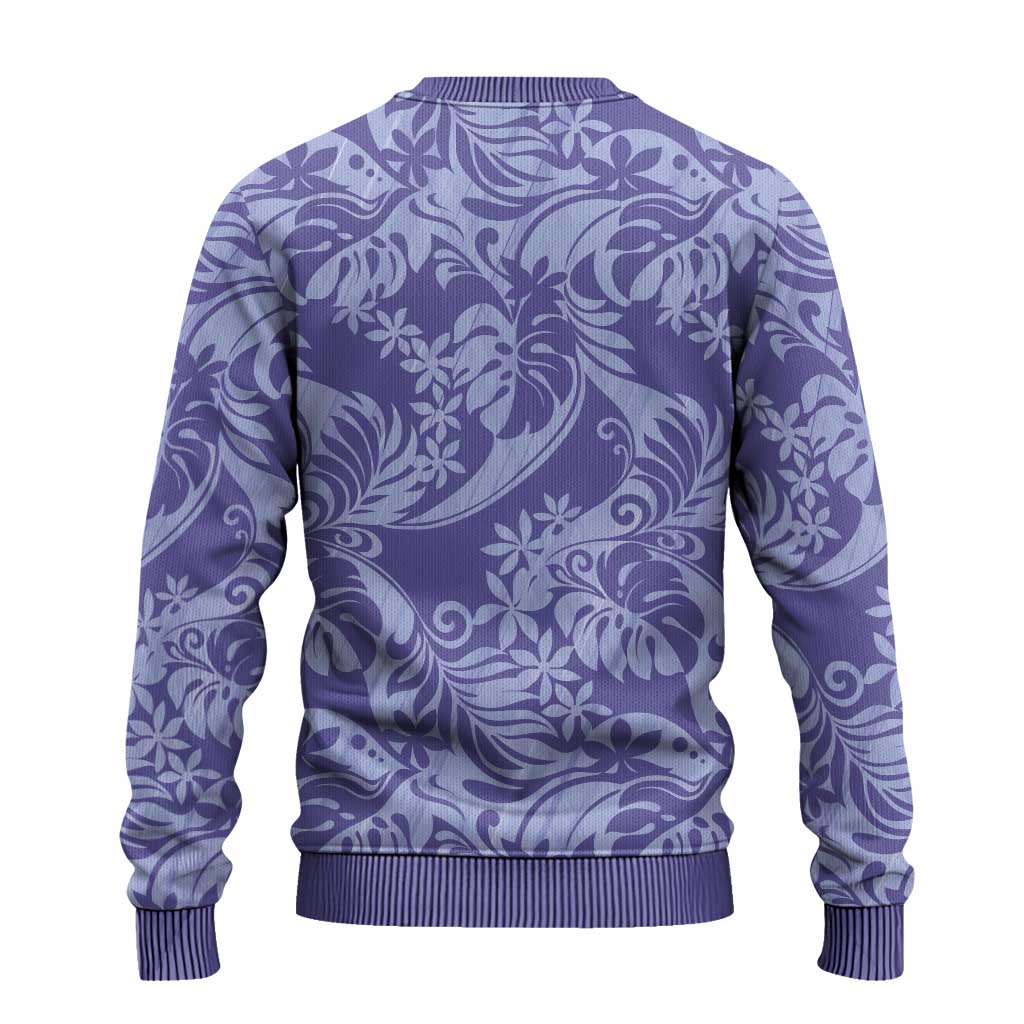 Tahiti Vareau Tiare Floral Ugly Christmas Sweater Monstera Palm Tropical Leaves - Polynesian Pride