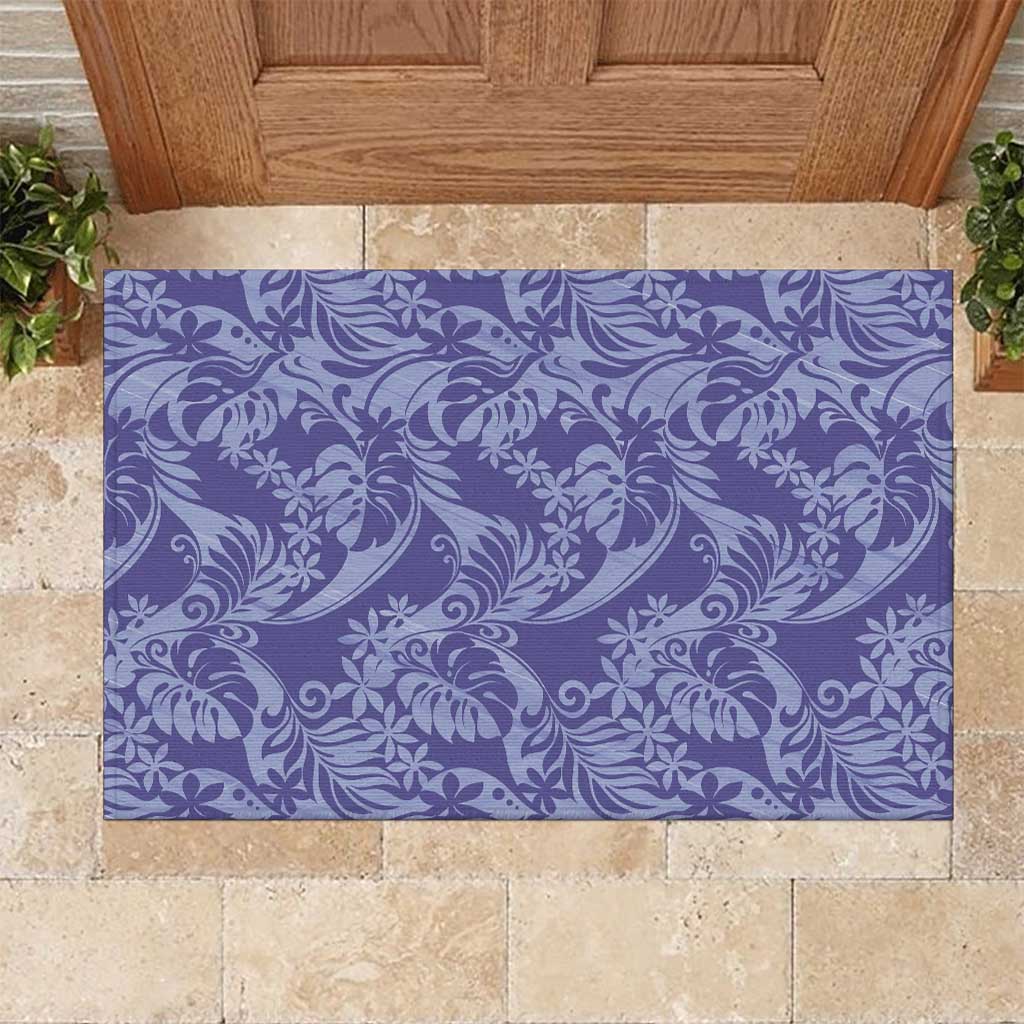 Tahiti Vareau Tiare Floral Rubber Doormat Monstera Palm Tropical Leaves - Polynesian Pride