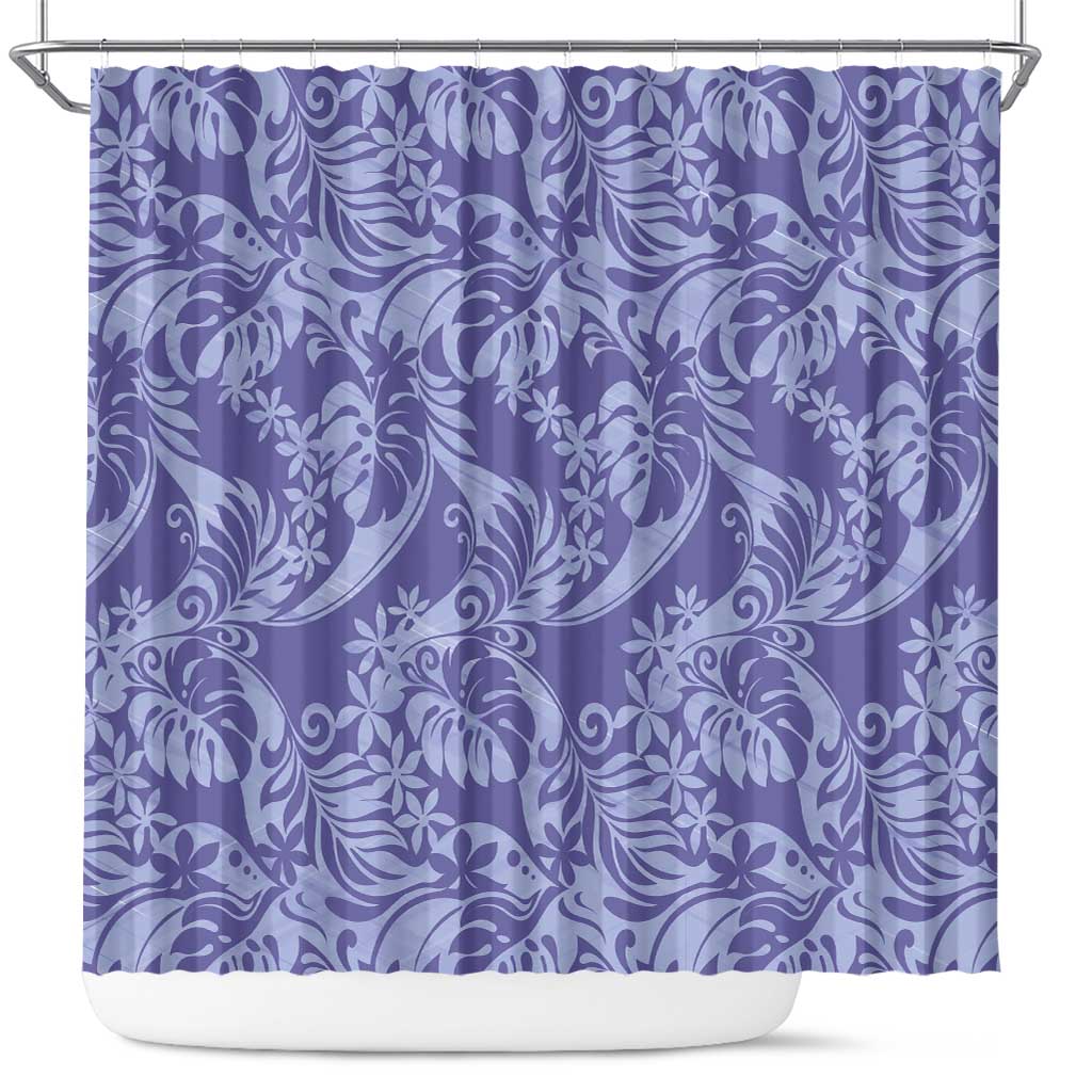 Tahiti Vareau Tiare Floral Shower Curtain Monstera Palm Tropical Leaves - Polynesian Pride