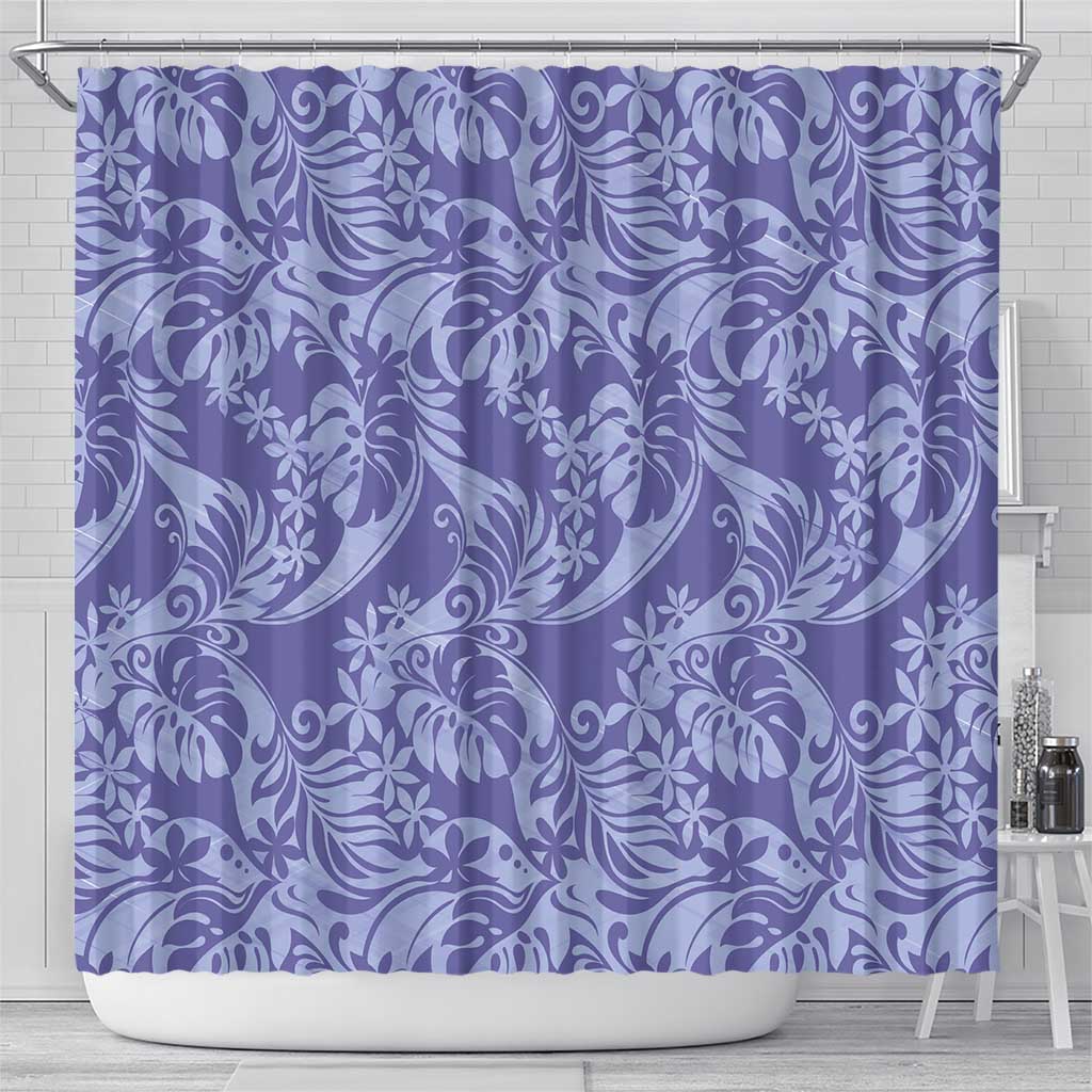 Tahiti Vareau Tiare Floral Shower Curtain Monstera Palm Tropical Leaves - Polynesian Pride