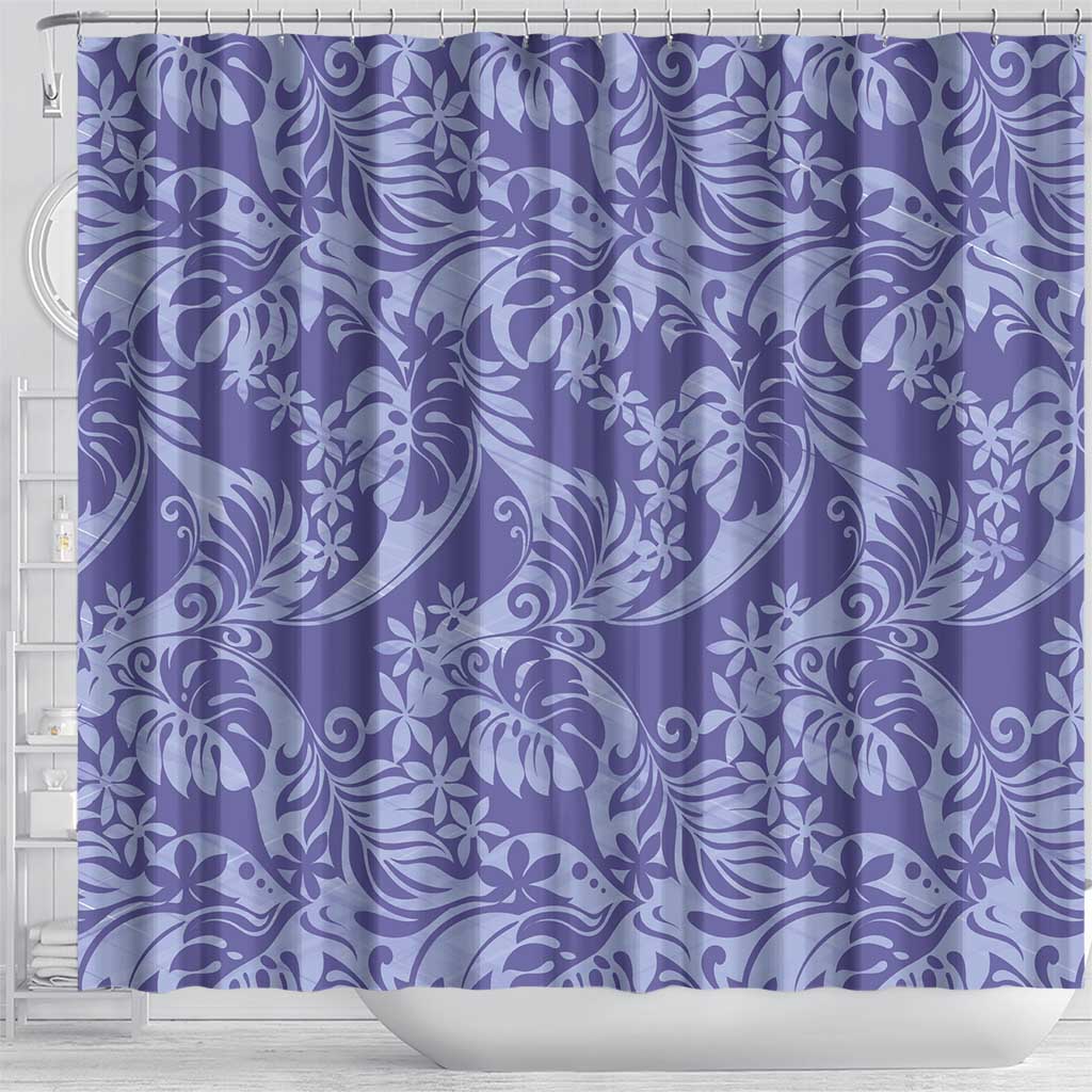 Tahiti Vareau Tiare Floral Shower Curtain Monstera Palm Tropical Leaves - Polynesian Pride