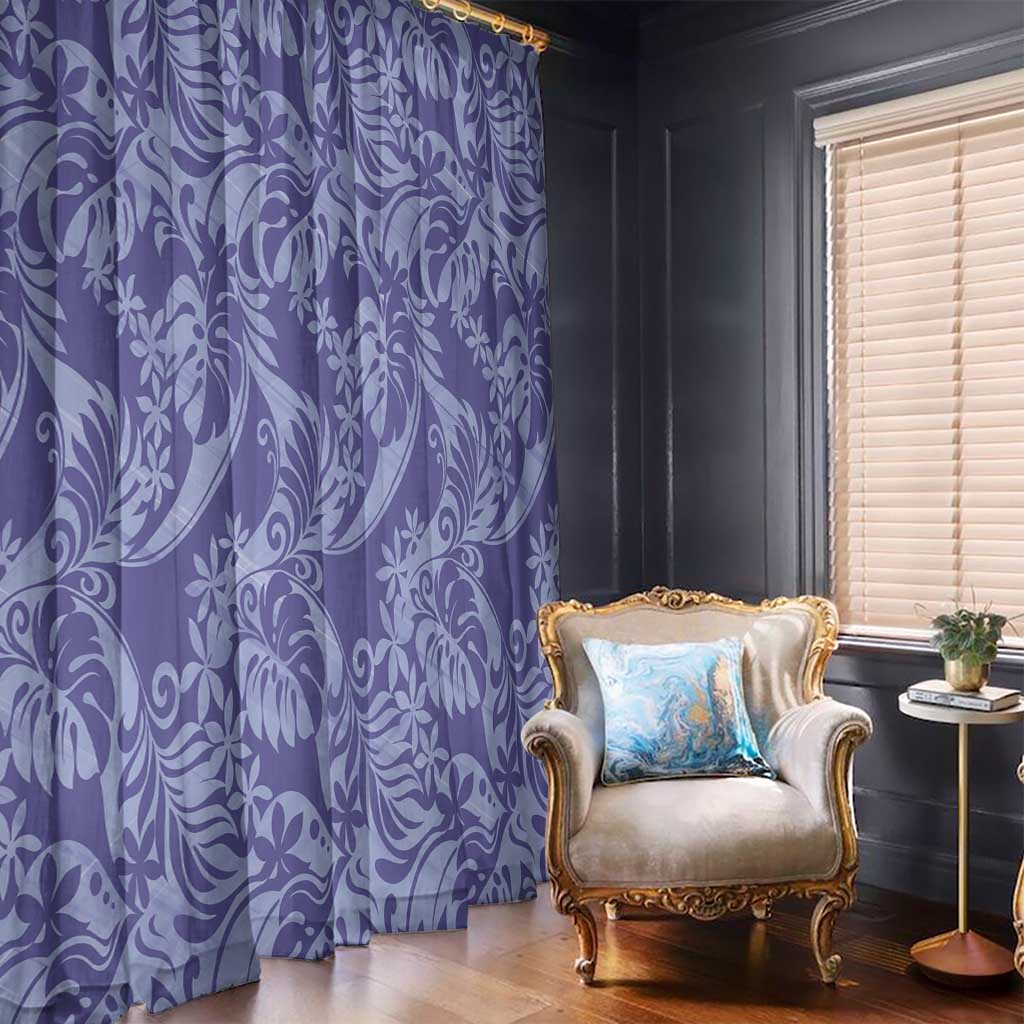 Tahiti Vareau Tiare Floral Window Curtain Monstera Palm Tropical Leaves - Polynesian Pride