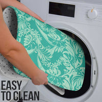 Tahiti Teal Tiare Floral Bathroom Set Monstera Palm Tropical Leaves - Polynesian Pride