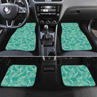 Tahiti Teal Tiare Floral Car Mats Monstera Palm Tropical Leaves - Polynesian Pride