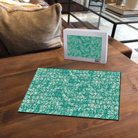 Tahiti Teal Tiare Floral Puzzle Monstera Palm Tropical Leaves - Polynesian Pride