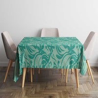 Tahiti Teal Tiare Floral Tablecloth Monstera Palm Tropical Leaves - Polynesian Pride