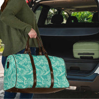Tahiti Teal Tiare Floral Travel Bag Monstera Palm Tropical Leaves - Polynesian Pride