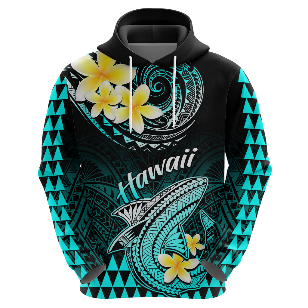 Hawaii Hoodie Polynesian Shark with Kakau Turquoise Version LT01 - Polynesian Pride