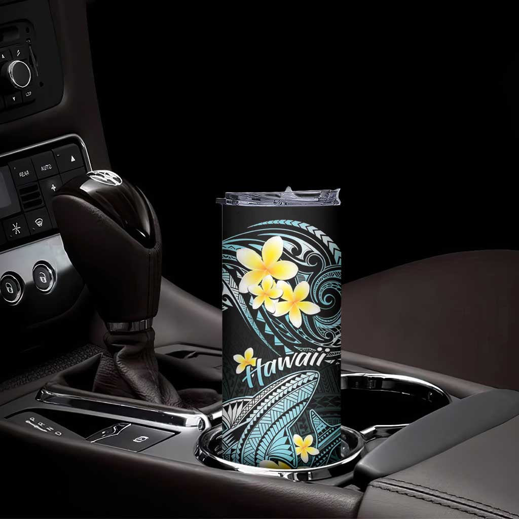 Hawaii Skinny Tumbler Polynesian Shark with Kakau Turquoise Version