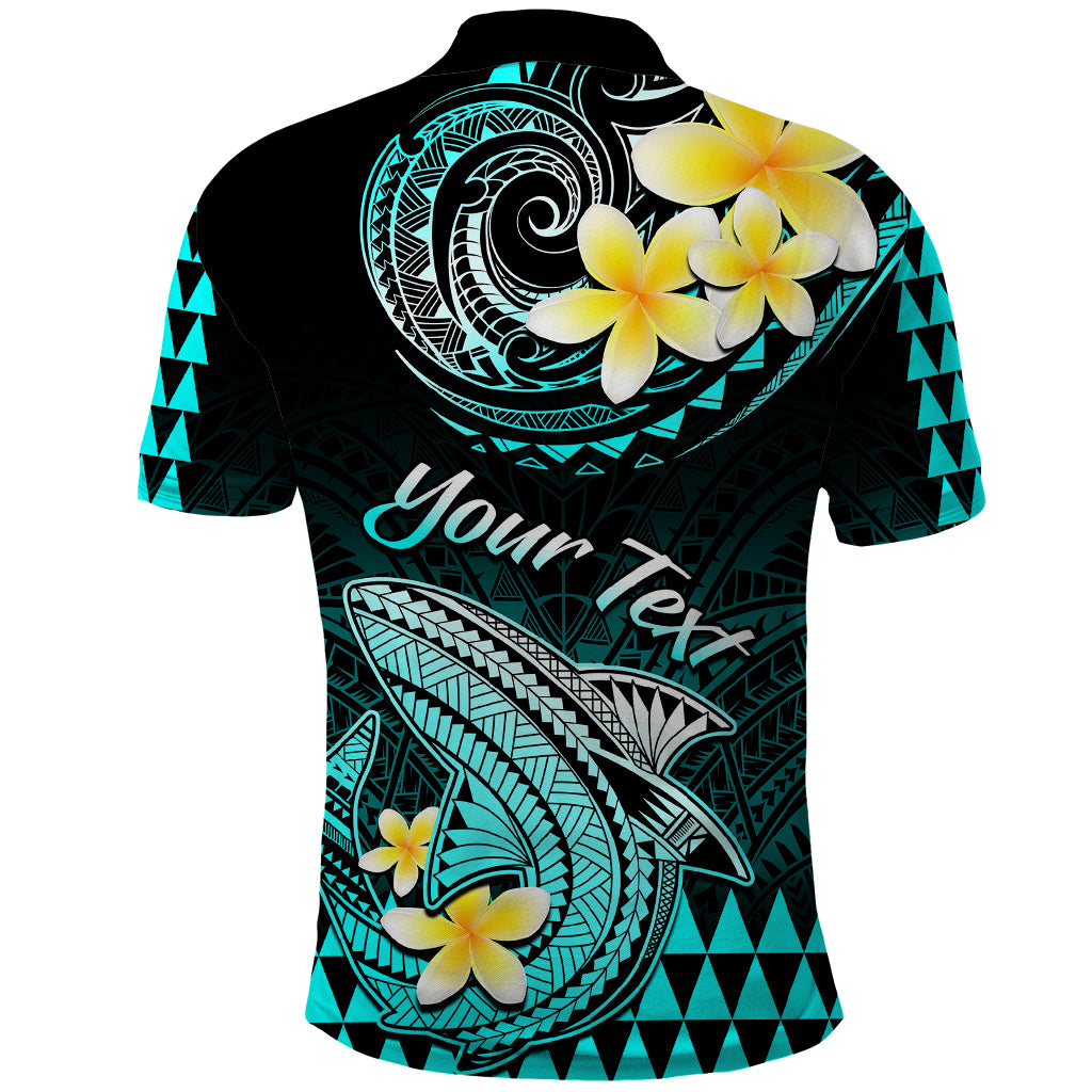 Personalised Hawaii Polo Shirt Polynesian Shark with Kakau Turquoise Version LT01 - Polynesian Pride