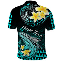 Personalised Hawaii Polo Shirt Polynesian Shark with Kakau Turquoise Version LT01 - Polynesian Pride