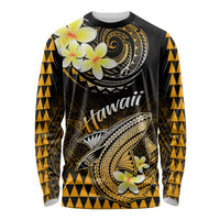 Hawaii Long Sleeve Shirt Polynesian Shark with Kakau Gold Version LT01