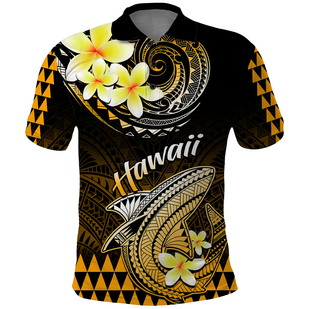 Hawaii Polo Shirt Polynesian Shark with Kakau Gold Version LT01 Gold - Polynesian Pride