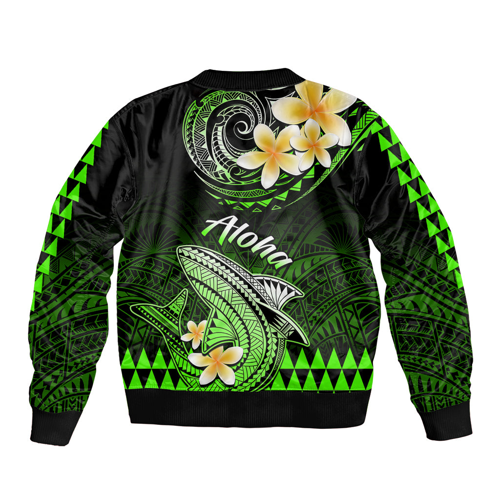 Hawaii Bomber Jacket Polynesian Shark with Kakau Green Version LT01 - Polynesian Pride