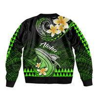 Hawaii Sleeve Zip Bomber Jacket Polynesian Shark with Kakau Green Version LT01 - Polynesian Pride