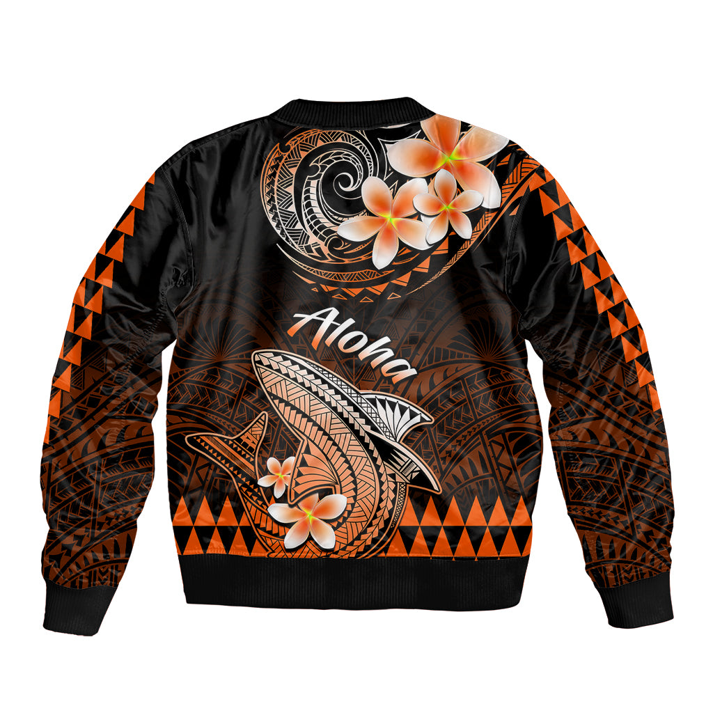 Hawaii Bomber Jacket Polynesian Shark with Kakau Orange Version LT01 - Polynesian Pride