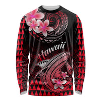 Hawaii Long Sleeve Shirt Polynesian Shark with Kakau Red Version LT01