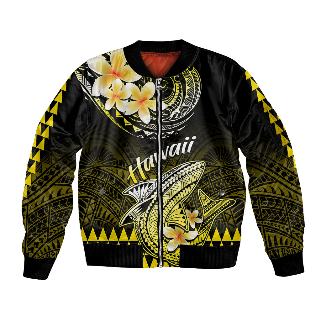 Hawaii Sleeve Zip Bomber Jacket Polynesian Shark with Kakau Yellow Version LT01 Unisex Yellow - Polynesian Pride