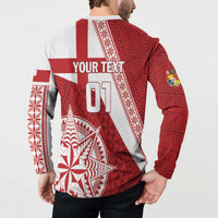 Custom Tonga Rugby Mate Maa Button Sweatshirt Ngatu Pattern