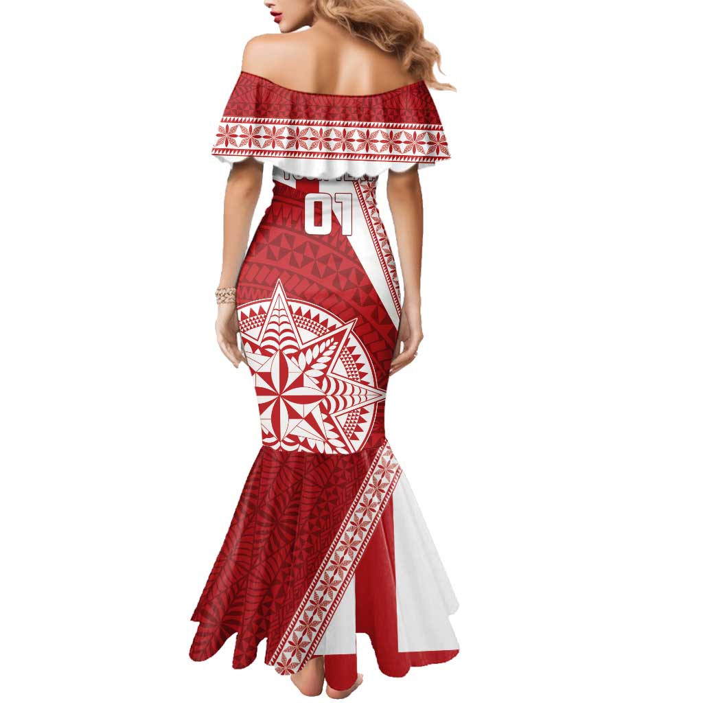 Custom Tonga Rugby Mate Maa Family Matching Mermaid Dress and Hawaiian Shirt Ngatu Pattern
